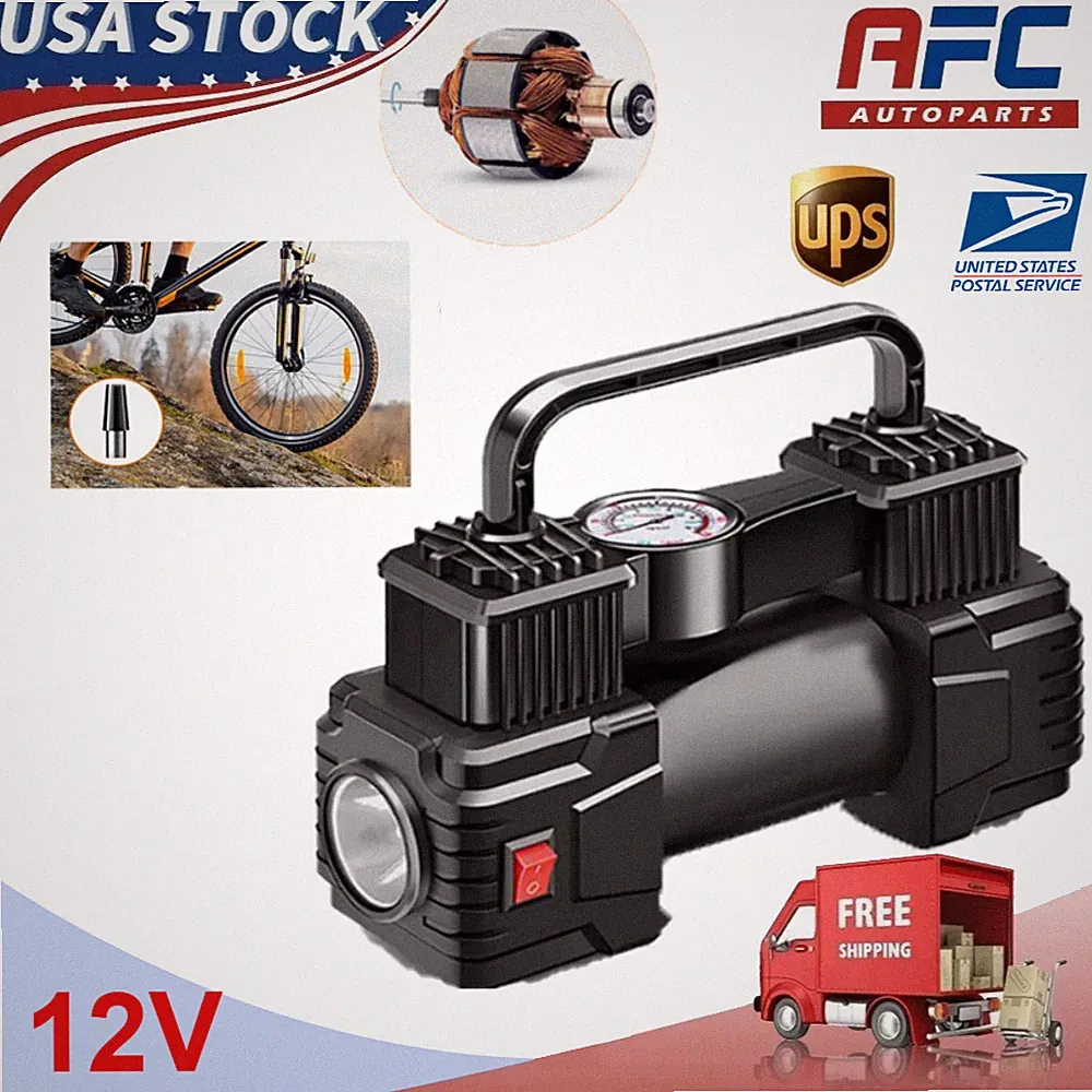 12V Heavy Duty With Portable Air Compressor Car Tire Inflator Electric Pump Auto