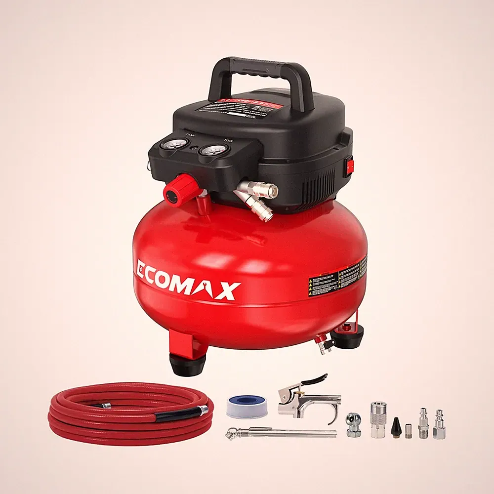 ECOMAX Air Compressor 6 Gallon 150 PSI Pancake Portable Oil-free Tank with 10...
