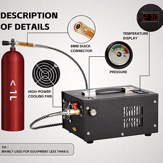 High-Pressure Airgun Compressor - Built-in Filter
